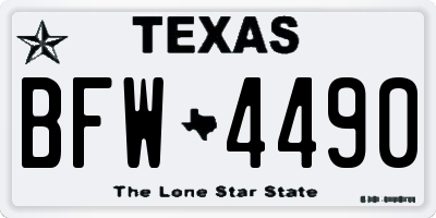TX license plate BFW4490