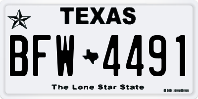 TX license plate BFW4491