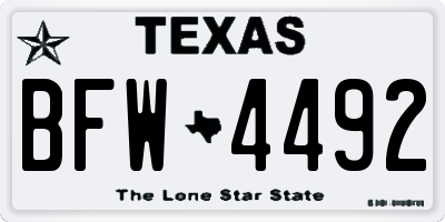 TX license plate BFW4492