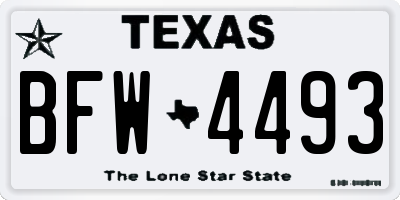 TX license plate BFW4493