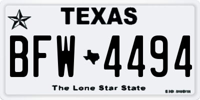 TX license plate BFW4494
