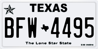 TX license plate BFW4495