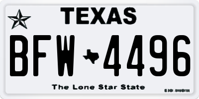 TX license plate BFW4496