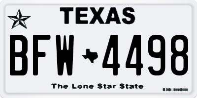 TX license plate BFW4498