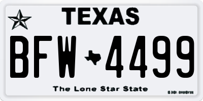 TX license plate BFW4499