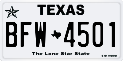 TX license plate BFW4501