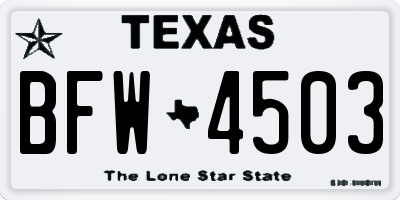 TX license plate BFW4503