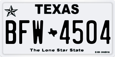 TX license plate BFW4504