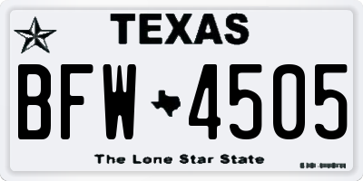 TX license plate BFW4505