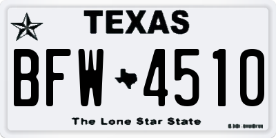 TX license plate BFW4510