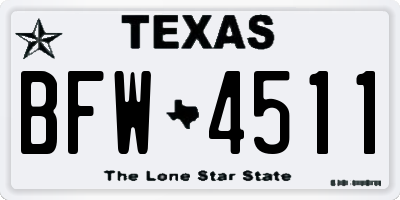 TX license plate BFW4511