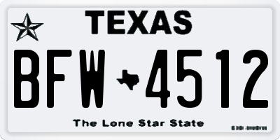 TX license plate BFW4512