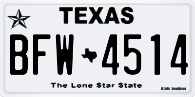 TX license plate BFW4514