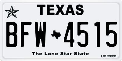 TX license plate BFW4515