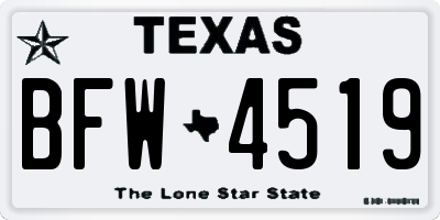 TX license plate BFW4519