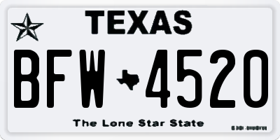 TX license plate BFW4520