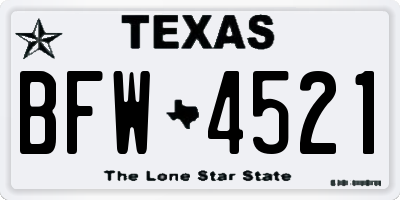 TX license plate BFW4521