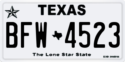 TX license plate BFW4523