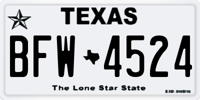 TX license plate BFW4524