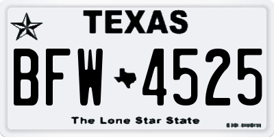TX license plate BFW4525