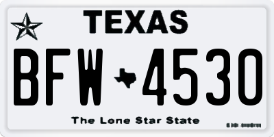 TX license plate BFW4530
