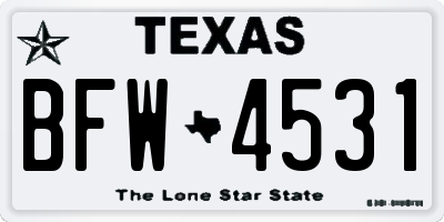 TX license plate BFW4531
