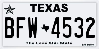 TX license plate BFW4532