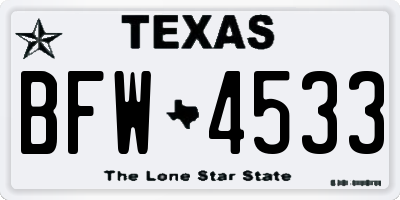 TX license plate BFW4533