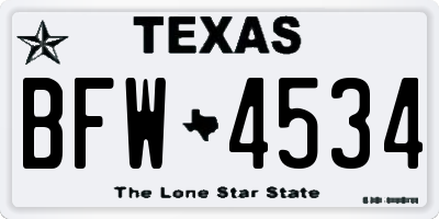 TX license plate BFW4534
