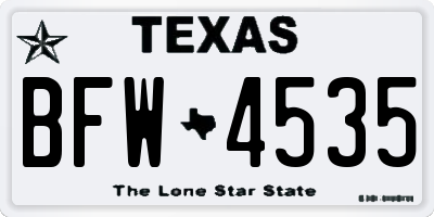 TX license plate BFW4535