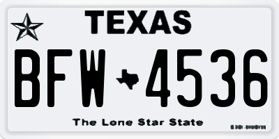 TX license plate BFW4536