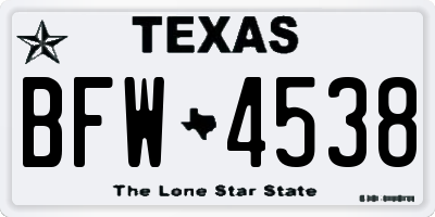 TX license plate BFW4538