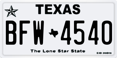 TX license plate BFW4540