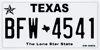 TX license plate BFW4541