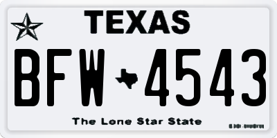TX license plate BFW4543