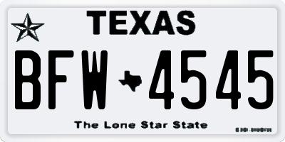 TX license plate BFW4545