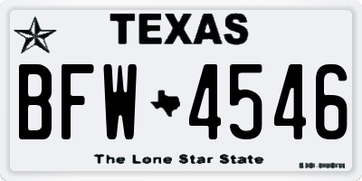 TX license plate BFW4546
