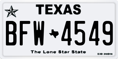 TX license plate BFW4549