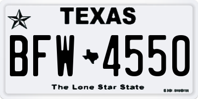 TX license plate BFW4550