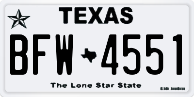 TX license plate BFW4551