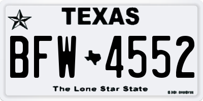 TX license plate BFW4552
