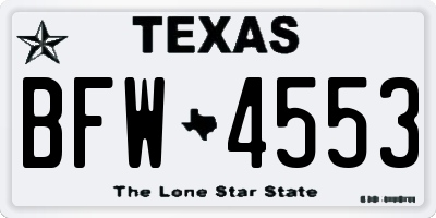TX license plate BFW4553