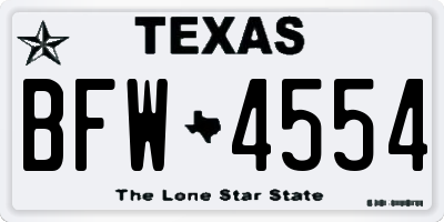 TX license plate BFW4554