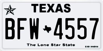 TX license plate BFW4557