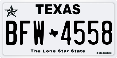 TX license plate BFW4558