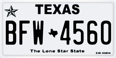 TX license plate BFW4560