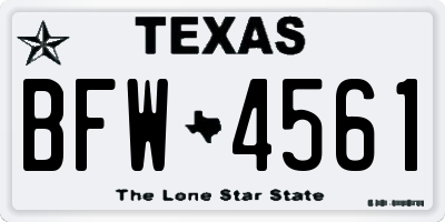 TX license plate BFW4561