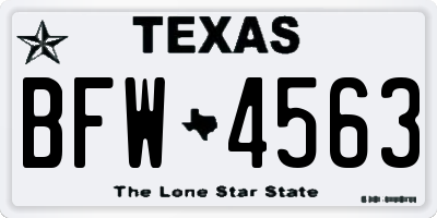 TX license plate BFW4563