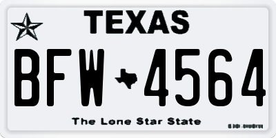 TX license plate BFW4564
