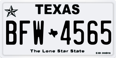 TX license plate BFW4565
